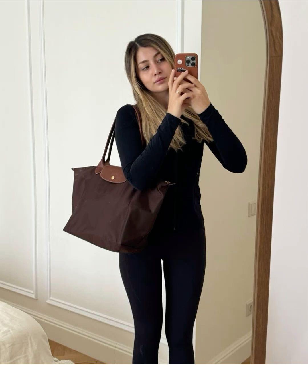 LONGCHAMP Коричневая тканевая сумка тоут, фото 4