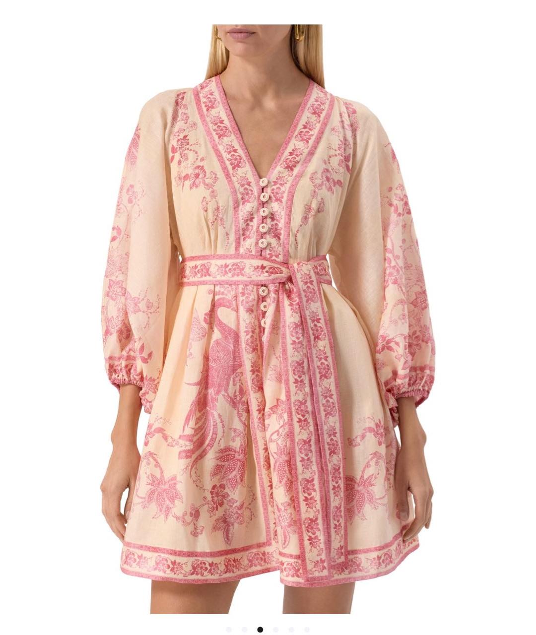 ZIMMERMANN Мульти льняное повседневное платье, фото 4