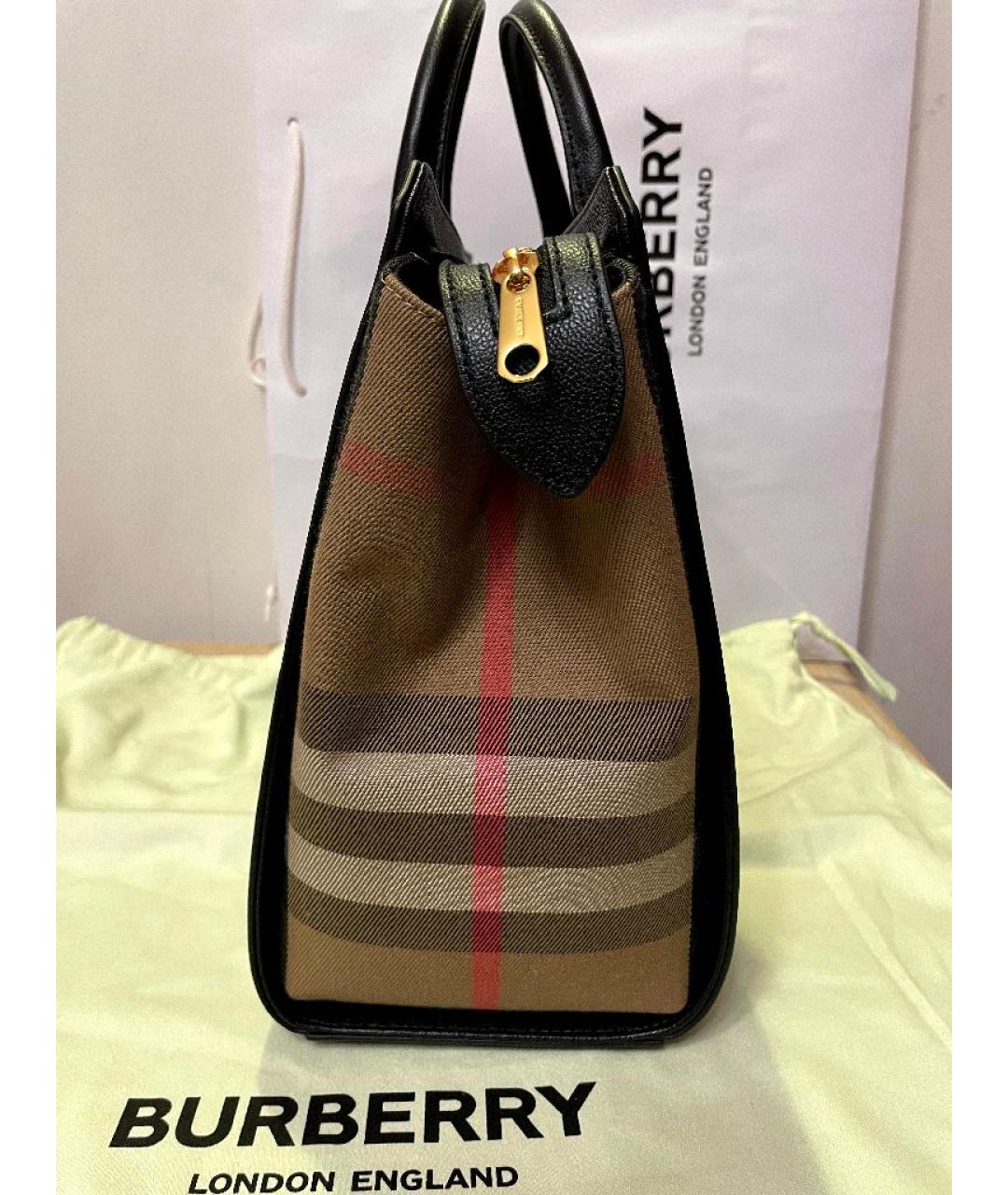 BURBERRY Черная кожаная сумка с короткими ручками, фото 2