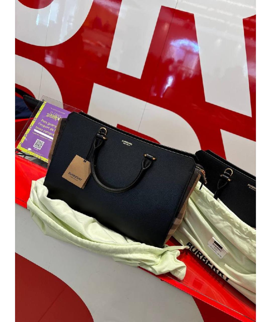BURBERRY Черная кожаная сумка с короткими ручками, фото 9