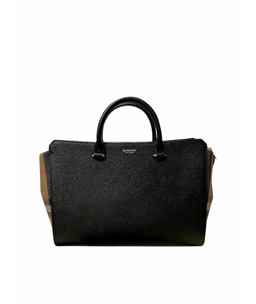 BURBERRY Черная кожаная сумка с короткими ручками, фото 1