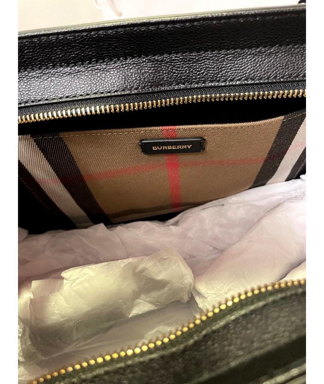 BURBERRY Черная кожаная сумка с короткими ручками, фото 6