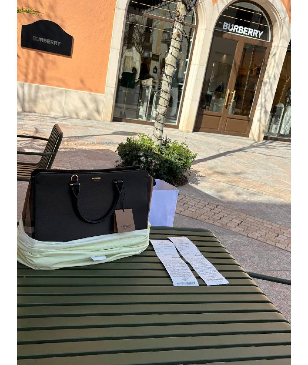 BURBERRY Черная кожаная сумка с короткими ручками, фото 8