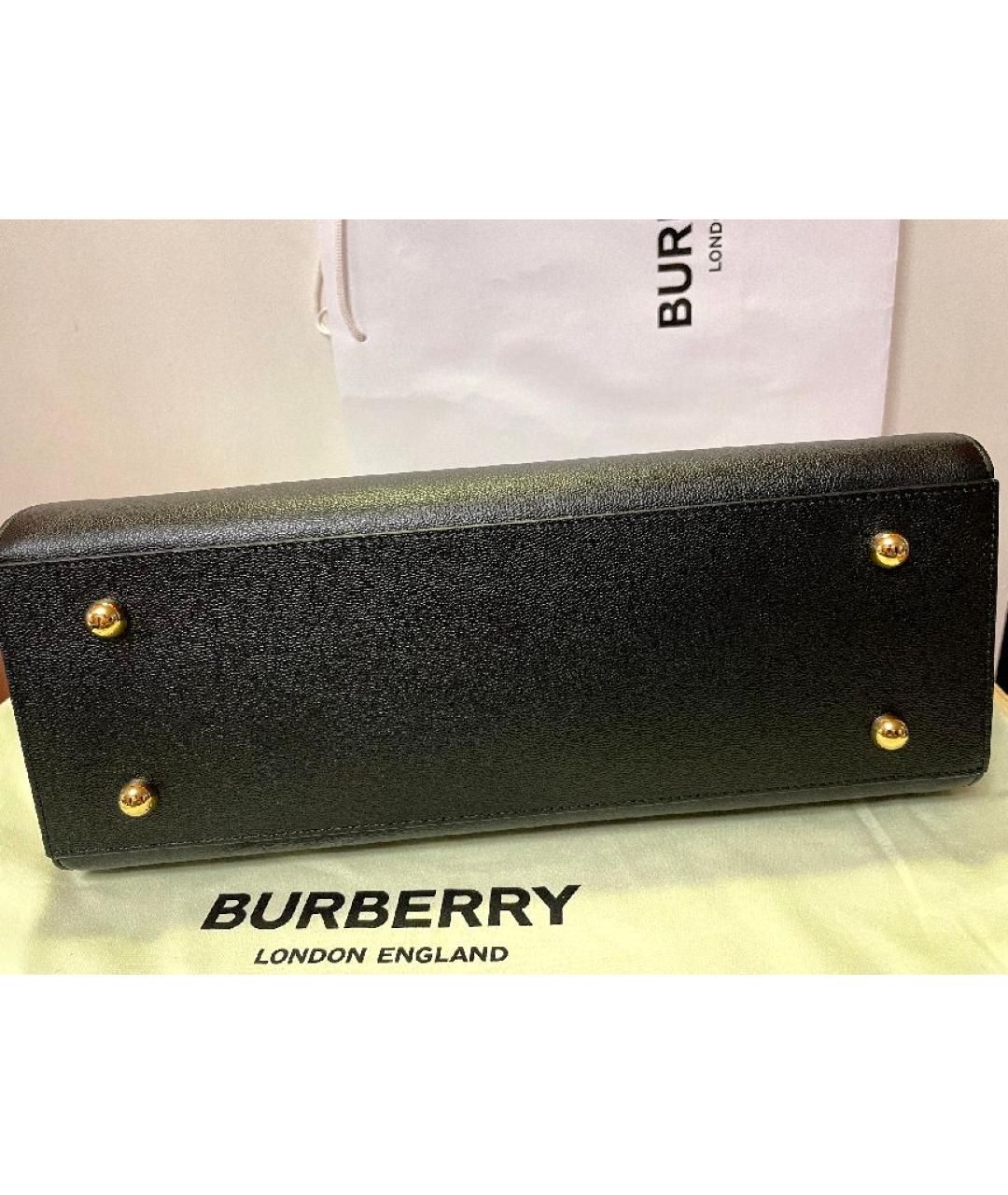 BURBERRY Черная кожаная сумка с короткими ручками, фото 3