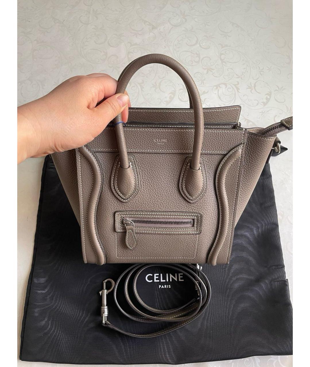 CELINE Бежевая кожаная сумка тоут, фото 2