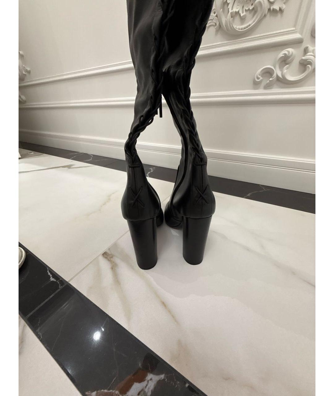 SAINT LAURENT Черные кожаные ботфорты, фото 4