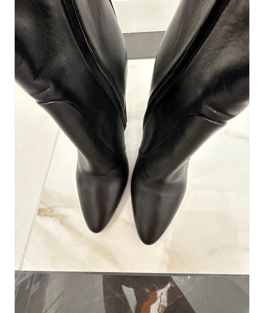 SAINT LAURENT Черные кожаные ботфорты, фото 3