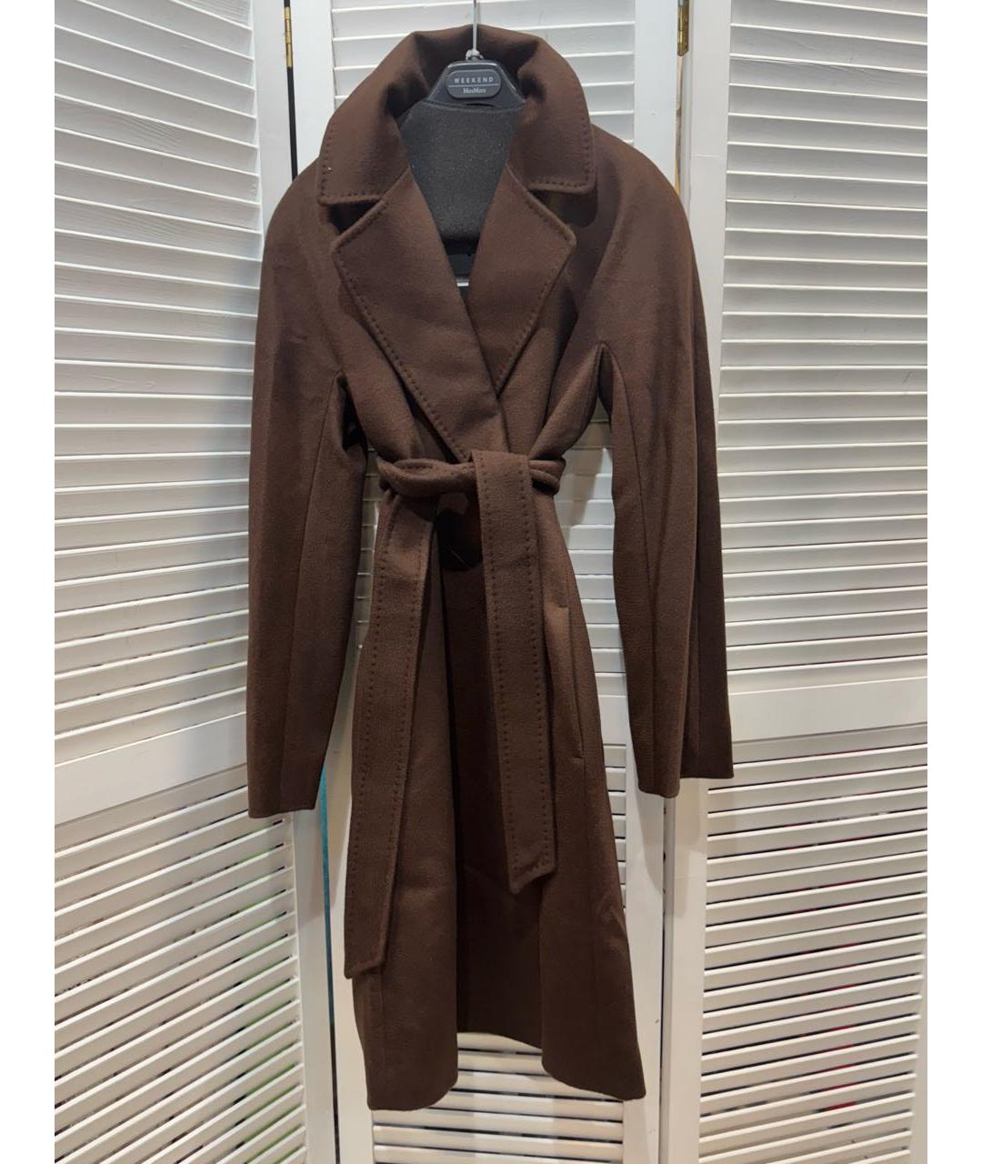 'S MAX MARA Коричневое шерстяное пальто, фото 7