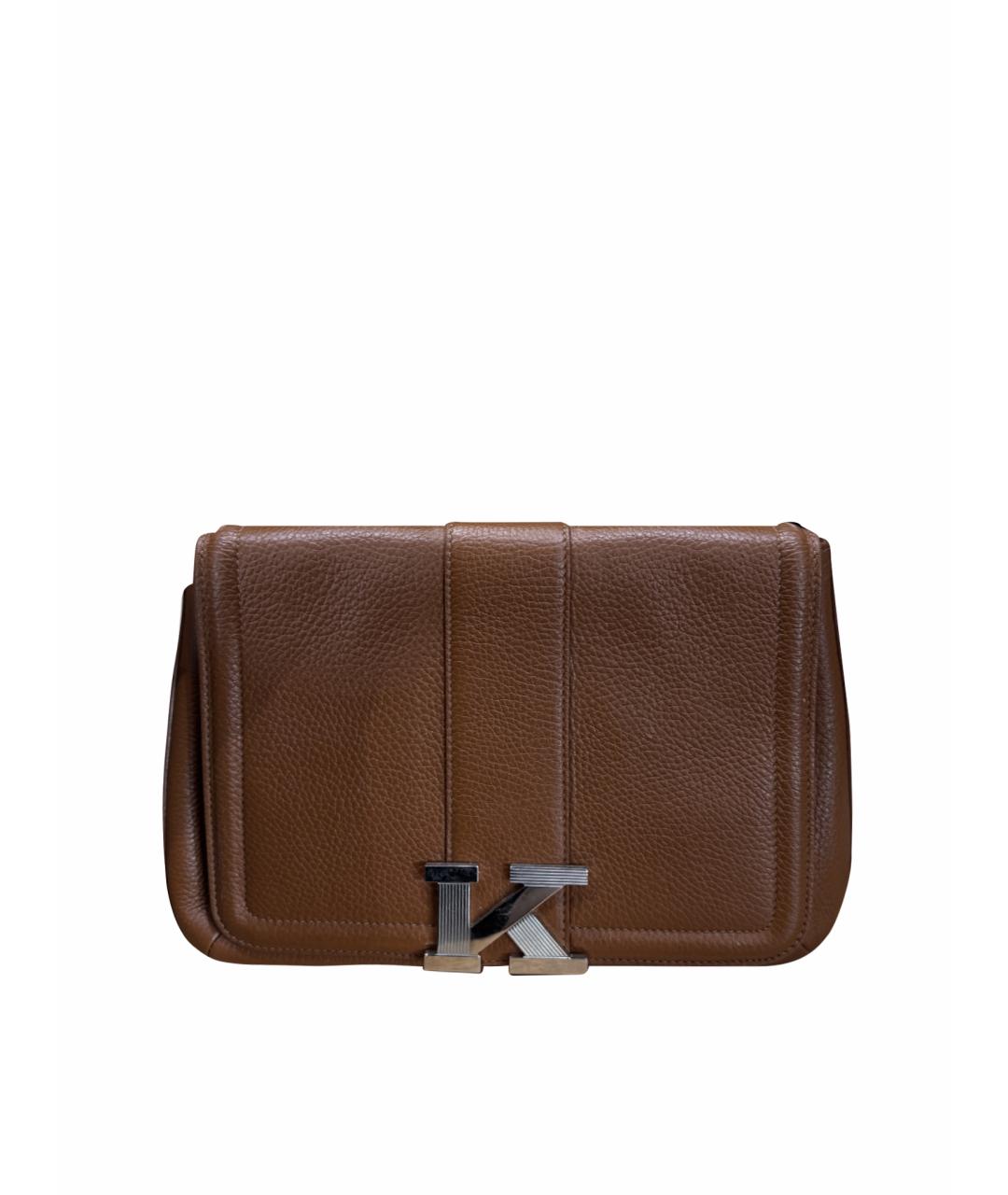 KITON Коричневая кожаная сумка через плечо, фото 1