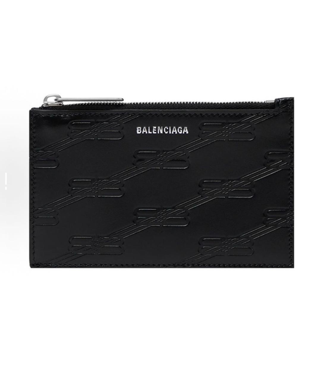 BALENCIAGA Черный кожаный кошелек, фото 5