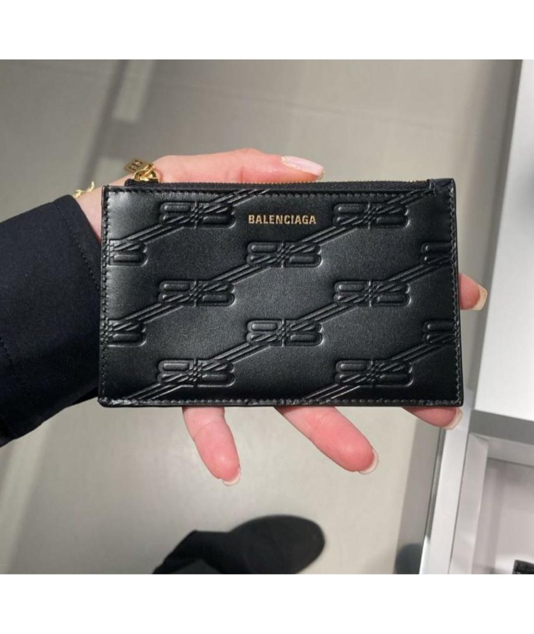 BALENCIAGA Черный кожаный кошелек, фото 3