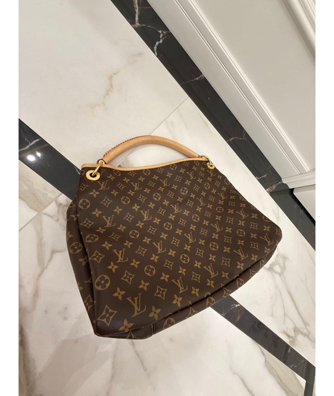 LOUIS VUITTON Коричневая кожаная сумка с короткими ручками, фото 2