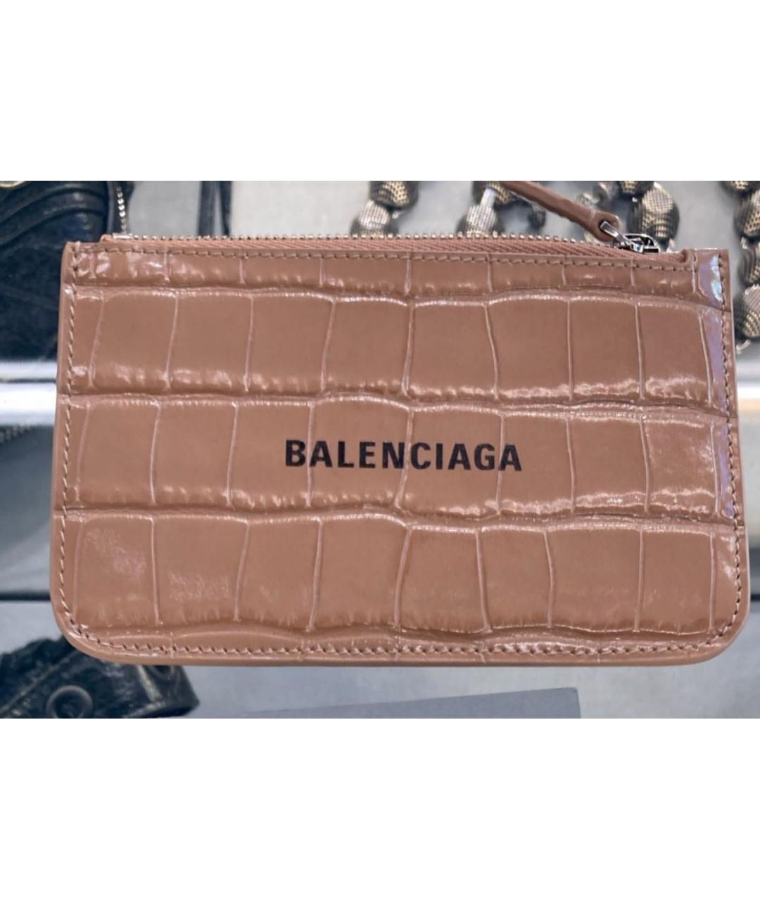 BALENCIAGA Бежевый кожаный кардхолдер, фото 3