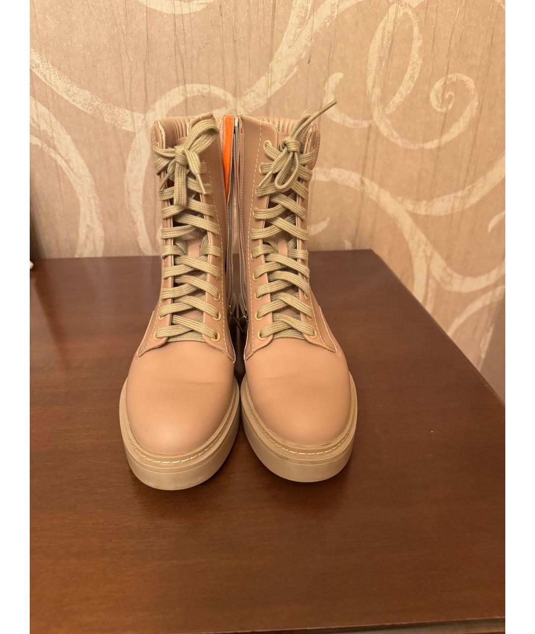 SANTONI Бежевые кожаные ботинки, фото 2