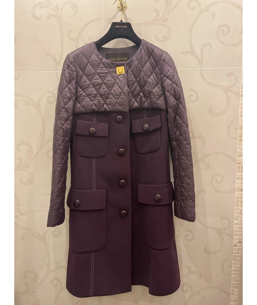 LOUIS VUITTON PRE-OWNED Фиолетовое вискозное пальто, фото 8