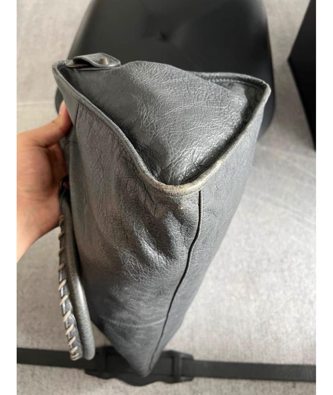 BALENCIAGA Серая кожаная сумка с короткими ручками, фото 7