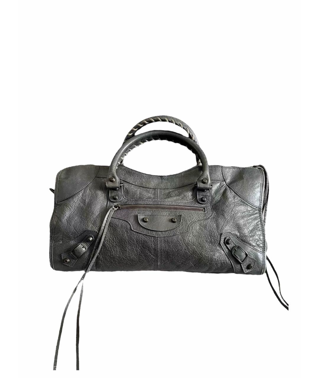 BALENCIAGA Серая кожаная сумка с короткими ручками, фото 1