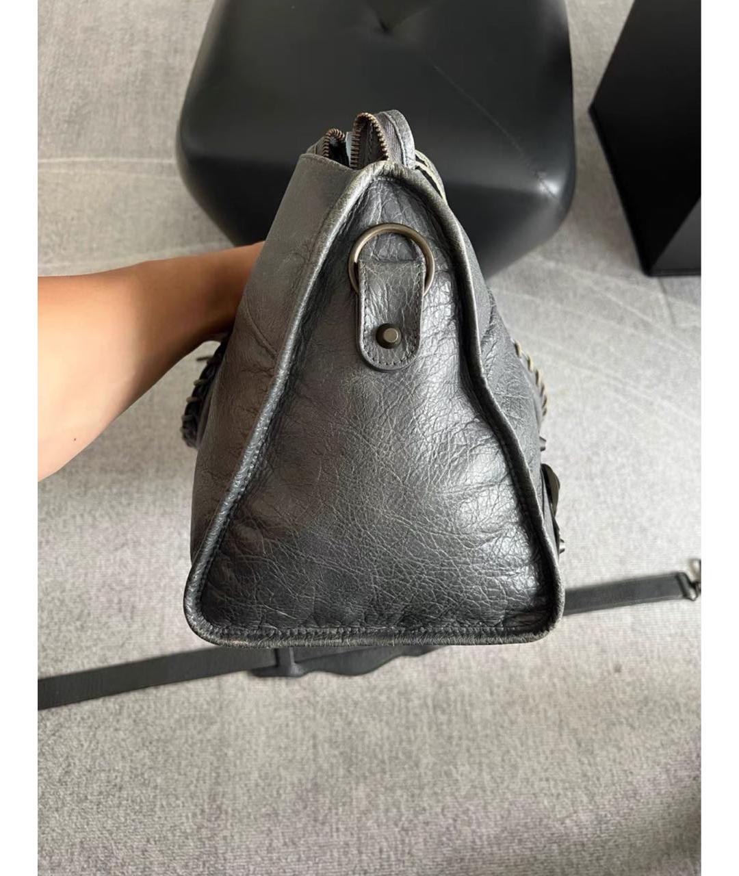 BALENCIAGA Серая кожаная сумка с короткими ручками, фото 8
