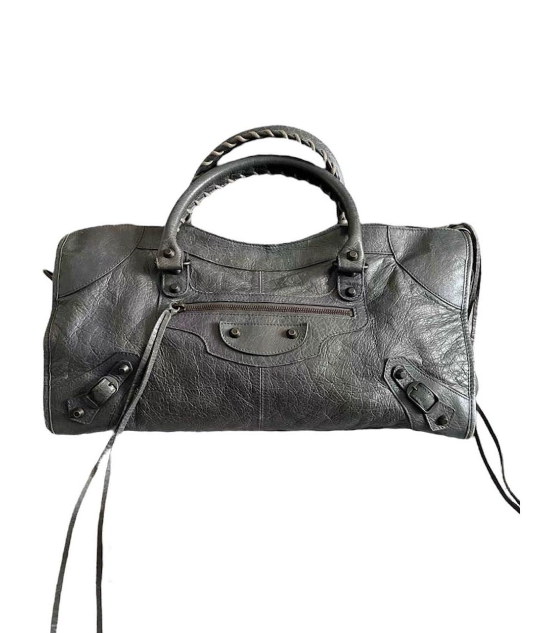 BALENCIAGA Серая кожаная сумка с короткими ручками, фото 9