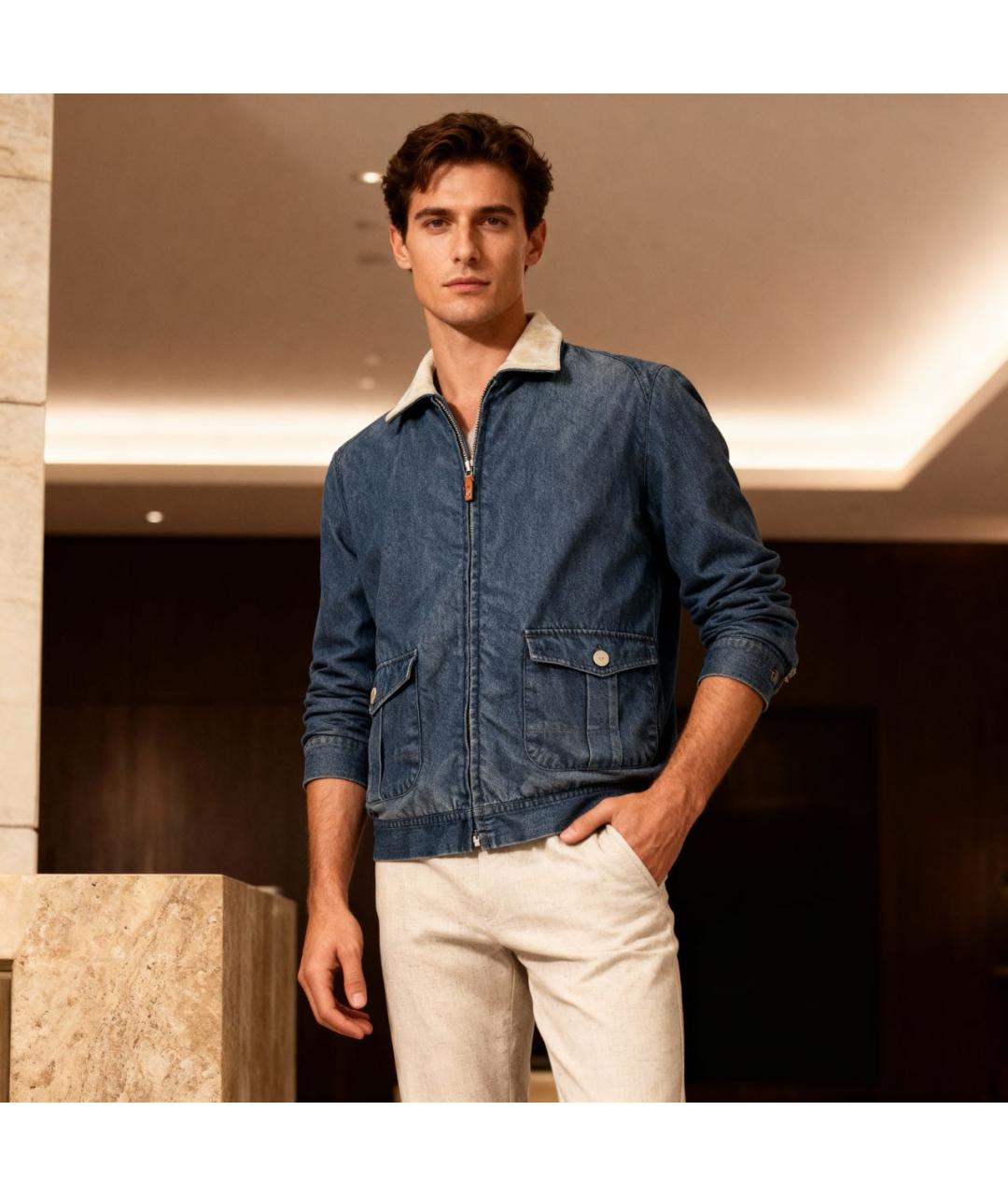 BRIONI Синяя деним куртка, фото 3