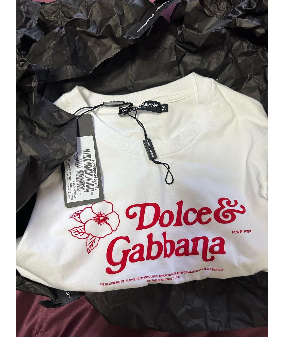 DOLCE&GABBANA Белая хлопковая футболка, фото 3