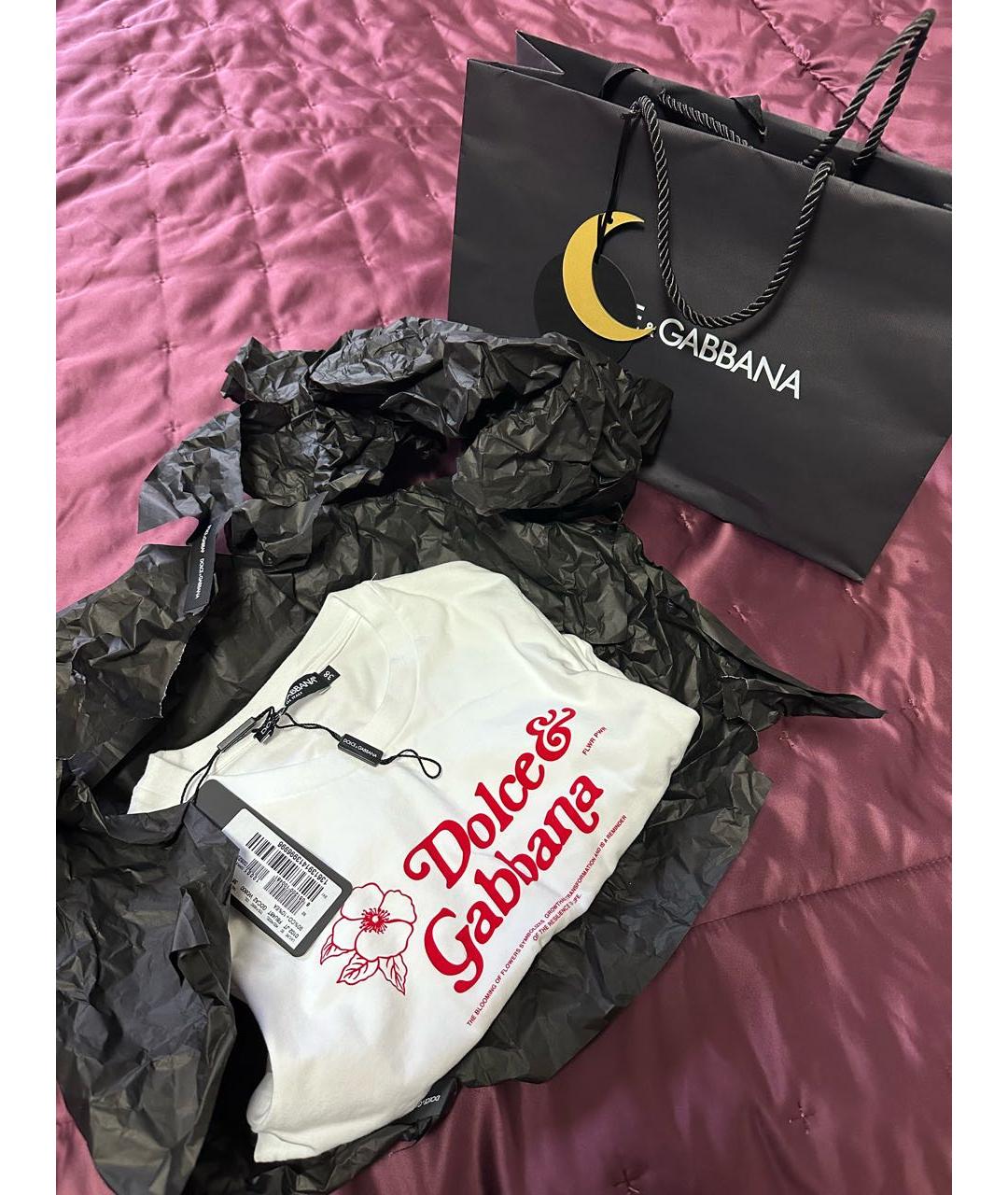 DOLCE&GABBANA Белая хлопковая футболка, фото 4