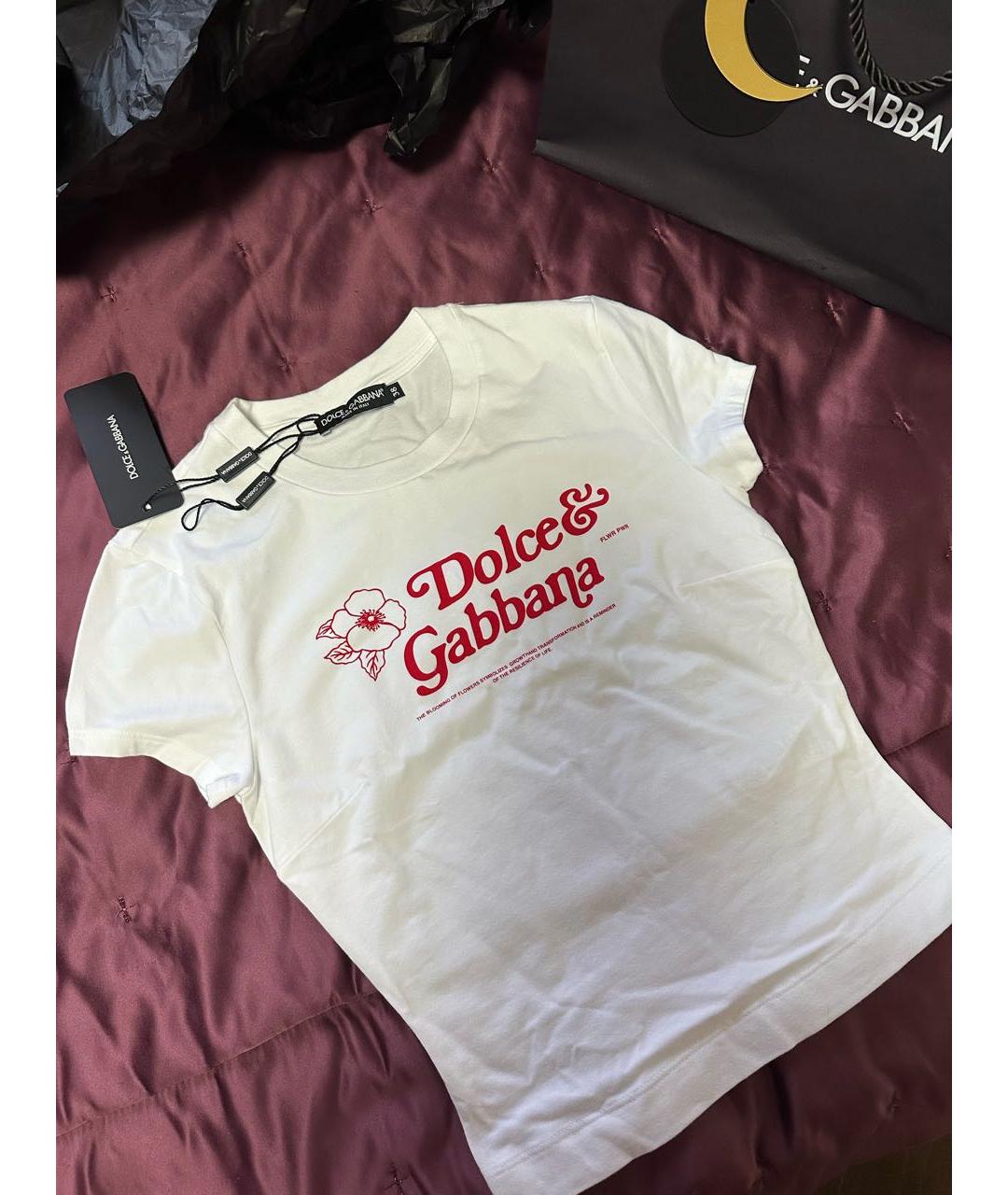 DOLCE&GABBANA Белая хлопковая футболка, фото 2