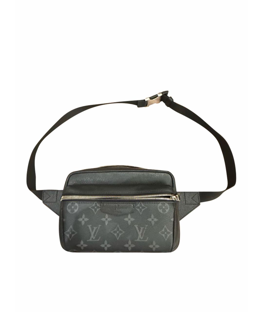LOUIS VUITTON Черная кожаная барсетка, фото 1
