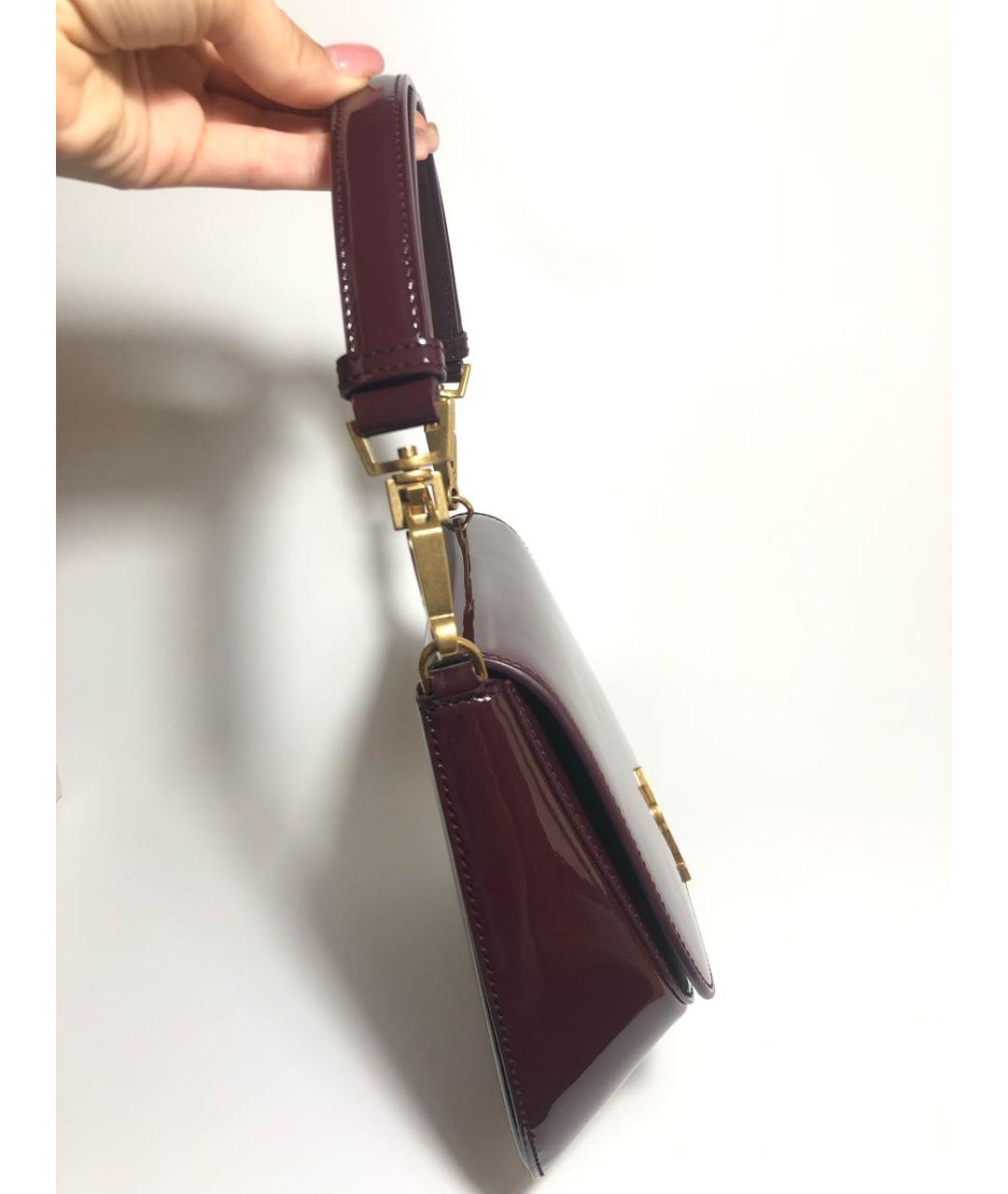 SAINT LAURENT Бордовая сумка с короткими ручками из лакированной кожи, фото 2