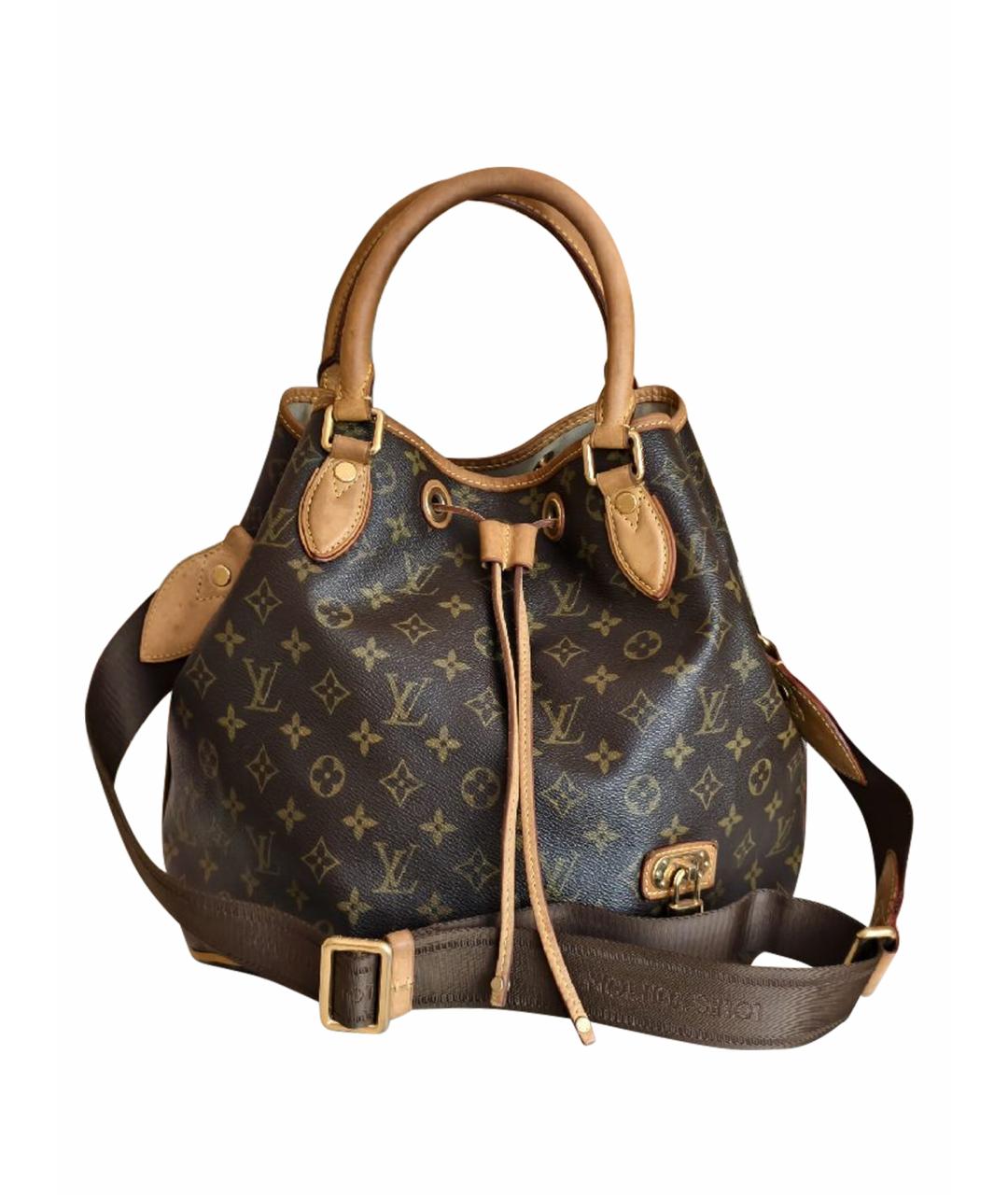 LOUIS VUITTON Коричневая кожаная сумка с короткими ручками, фото 1
