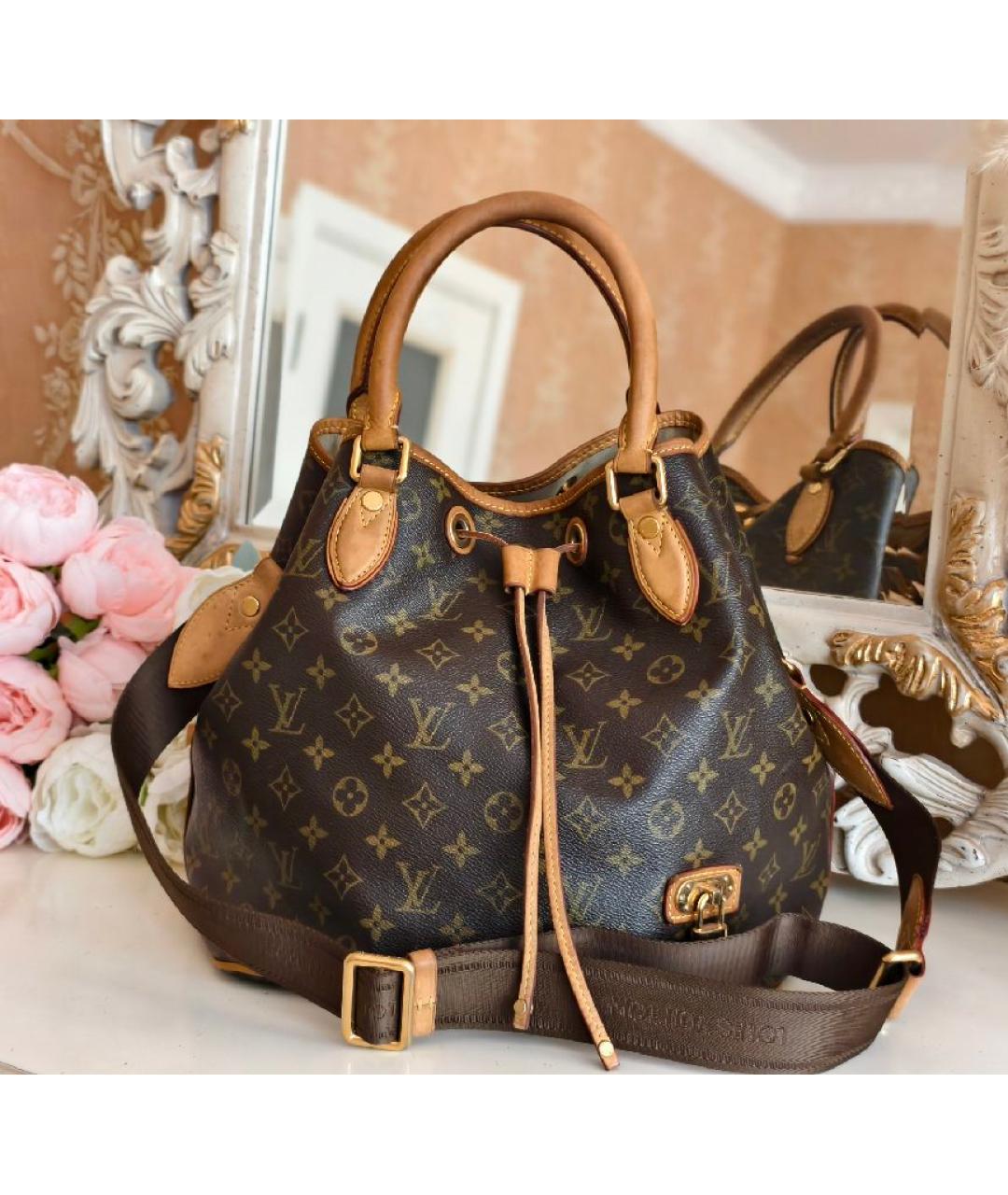 LOUIS VUITTON Коричневая кожаная сумка с короткими ручками, фото 9