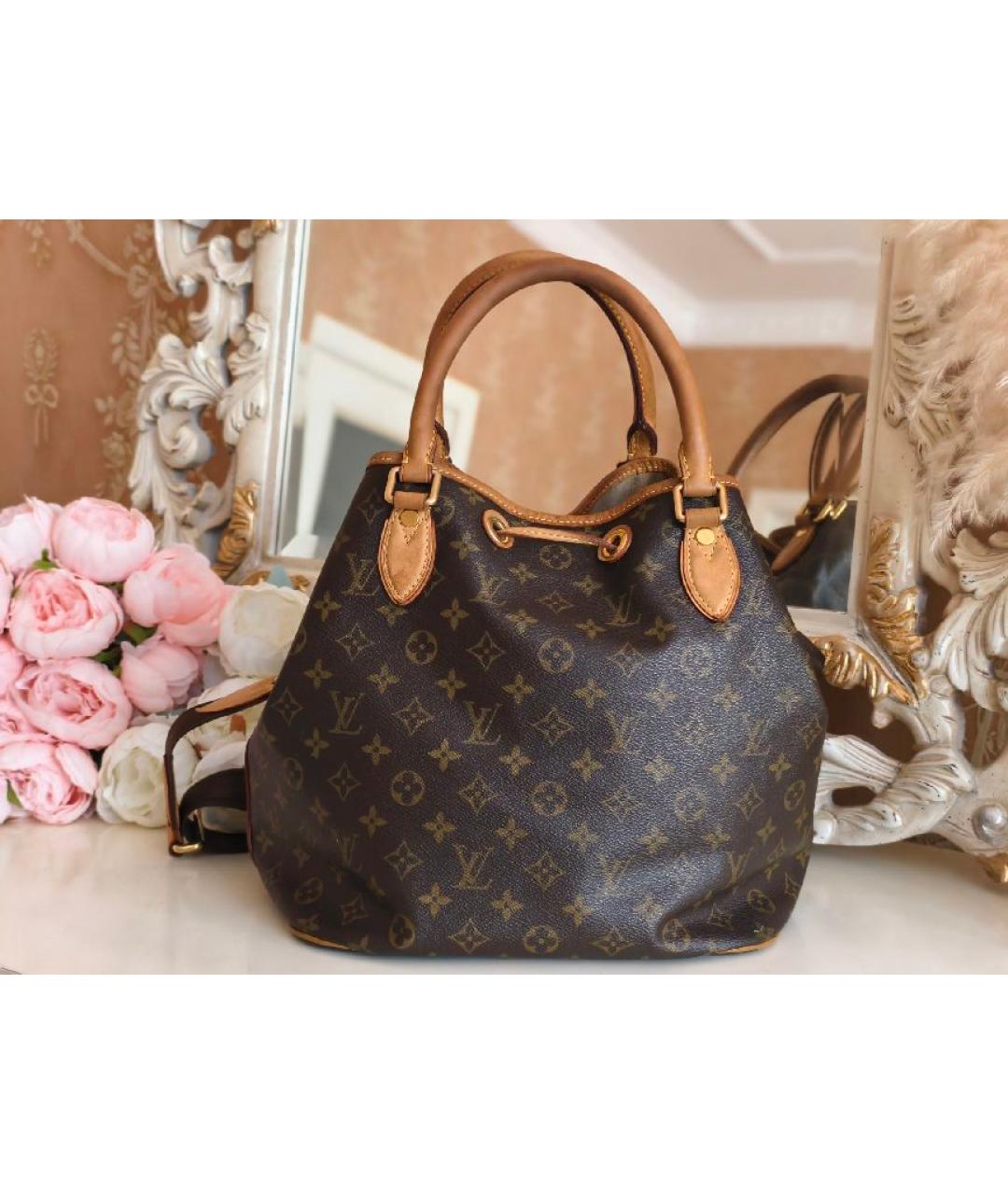 LOUIS VUITTON Коричневая кожаная сумка с короткими ручками, фото 3