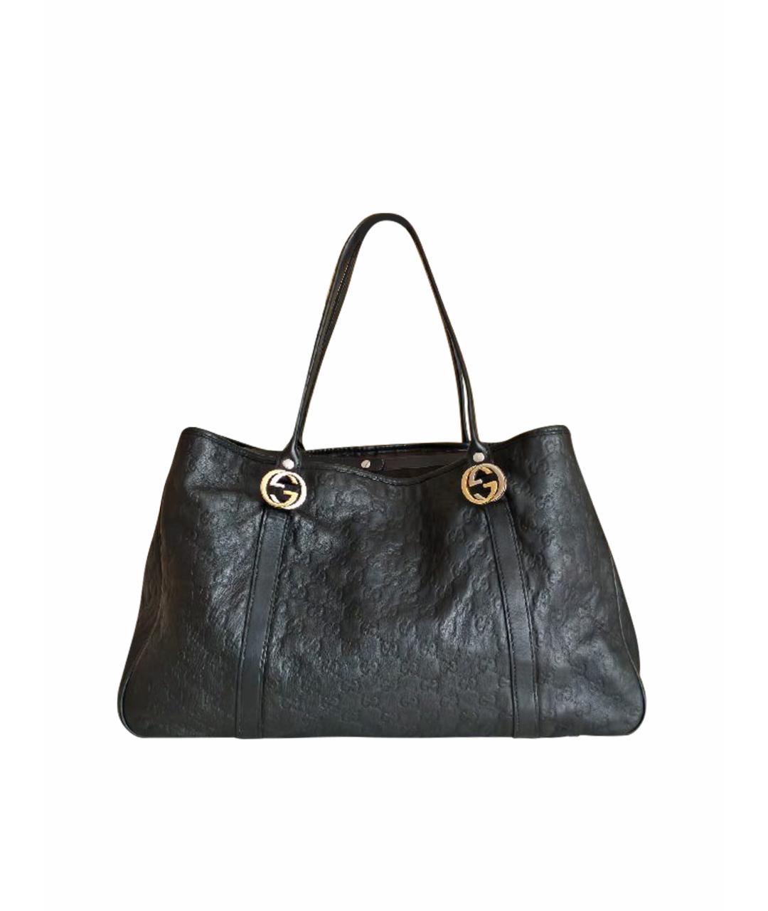 GUCCI Черная кожаная сумка с короткими ручками, фото 1