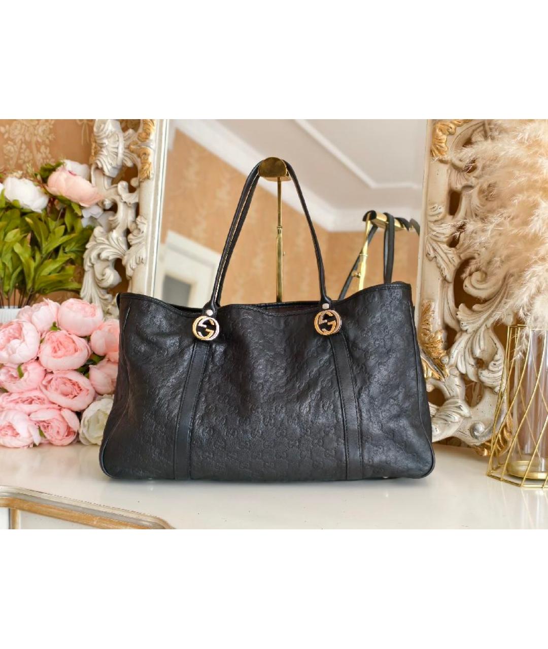 GUCCI Черная кожаная сумка с короткими ручками, фото 3