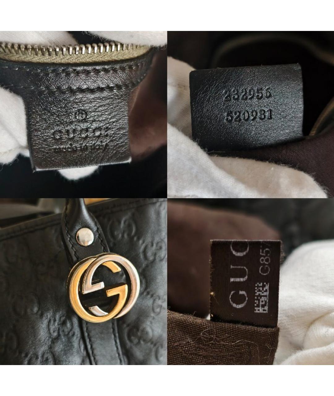 GUCCI Черная кожаная сумка с короткими ручками, фото 4