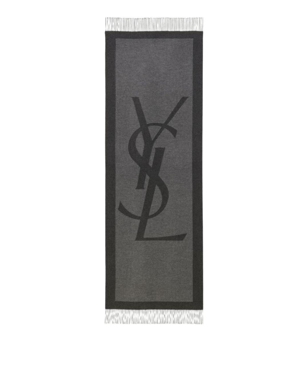 SAINT LAURENT Серый льняной шарф, фото 1