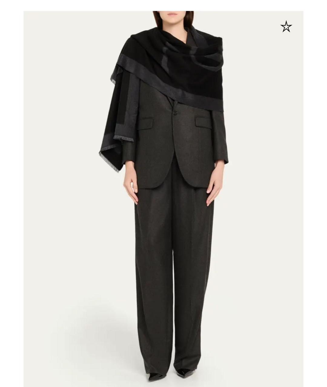 SAINT LAURENT Серый льняной шарф, фото 5