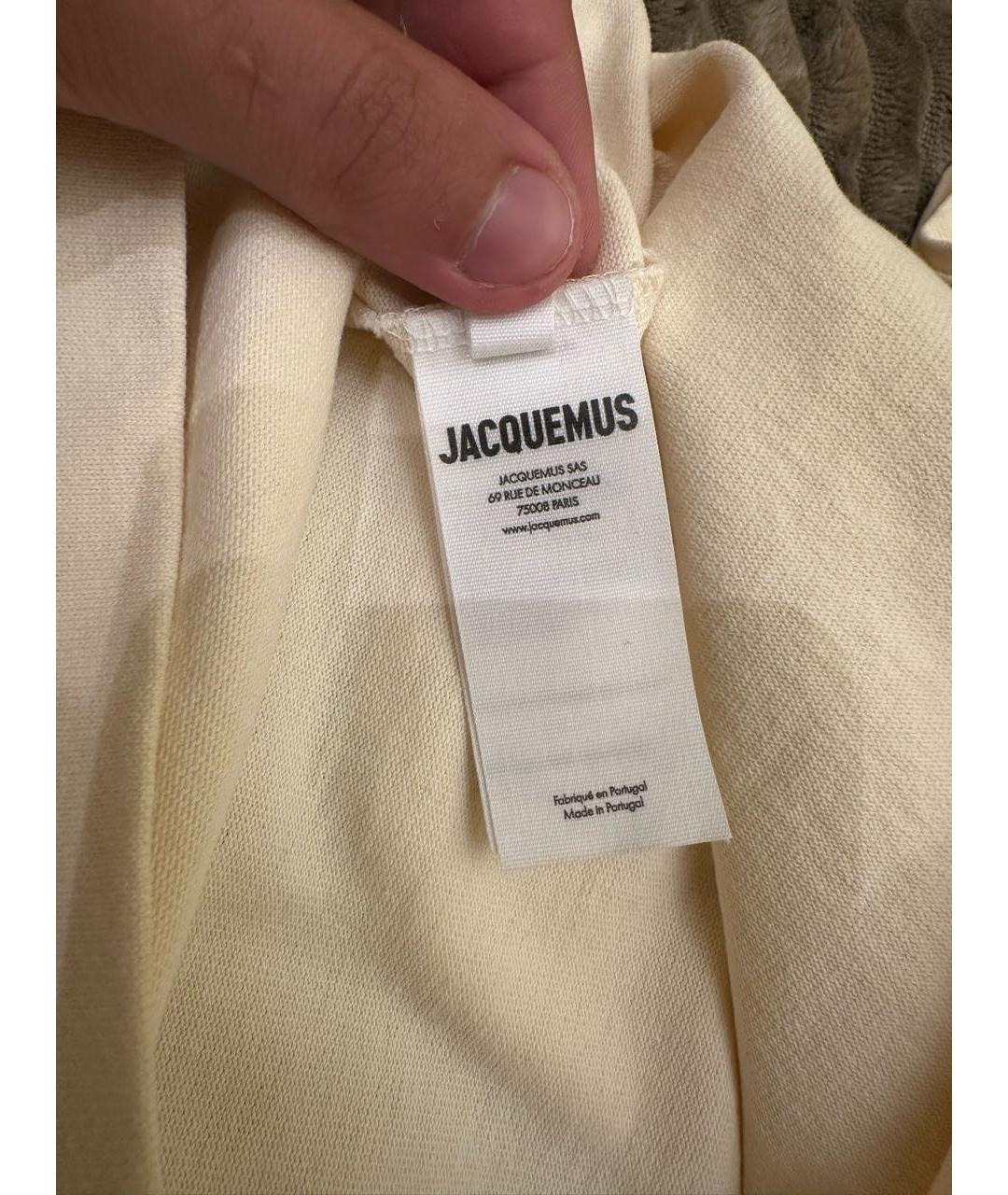 JACQUEMUS Бежевая хлопковая футболка, фото 7