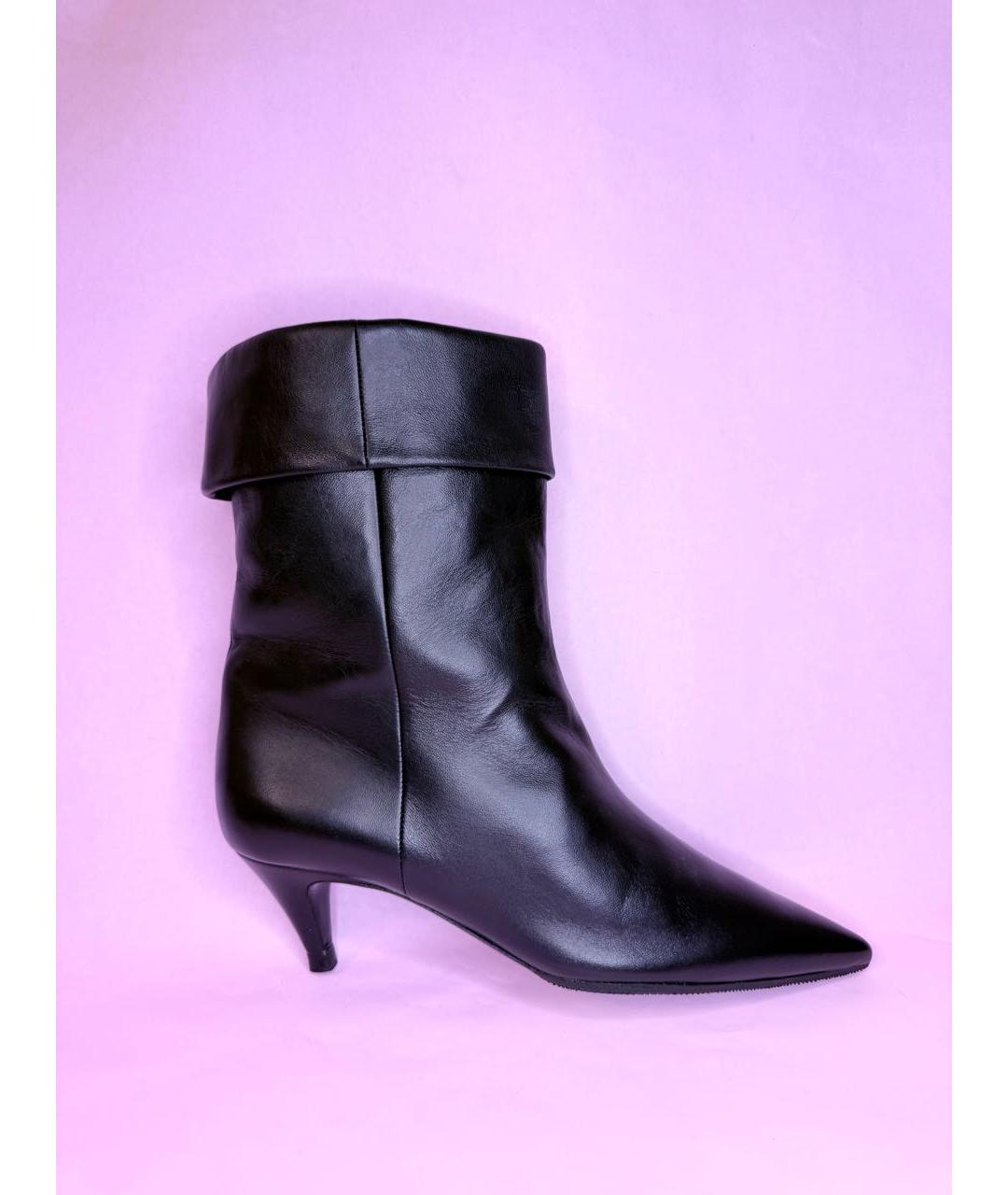 SAINT LAURENT Черные кожаные полусапоги, фото 8