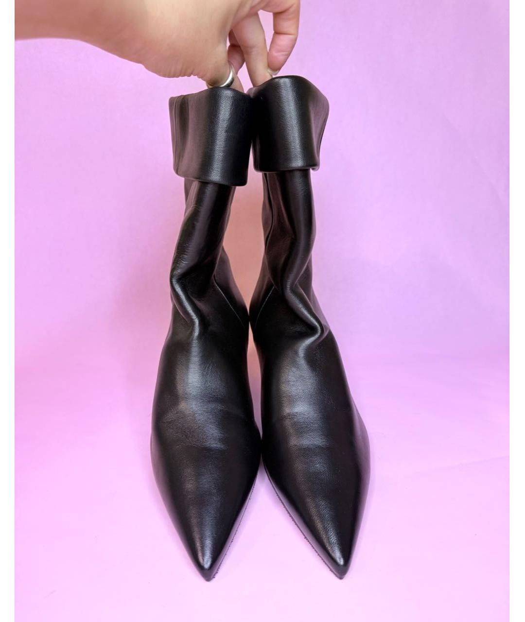 SAINT LAURENT Черные кожаные полусапоги, фото 2