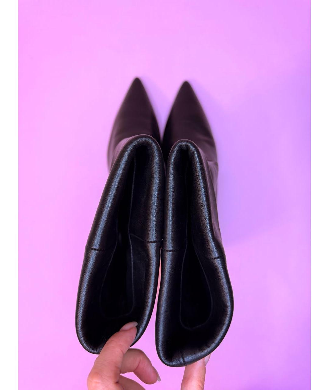 SAINT LAURENT Черные кожаные полусапоги, фото 3