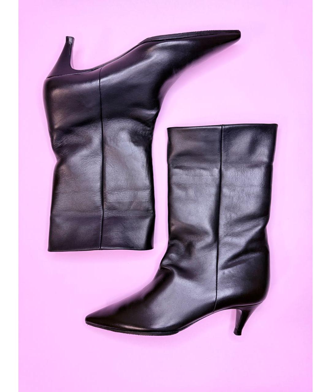SAINT LAURENT Черные кожаные полусапоги, фото 6