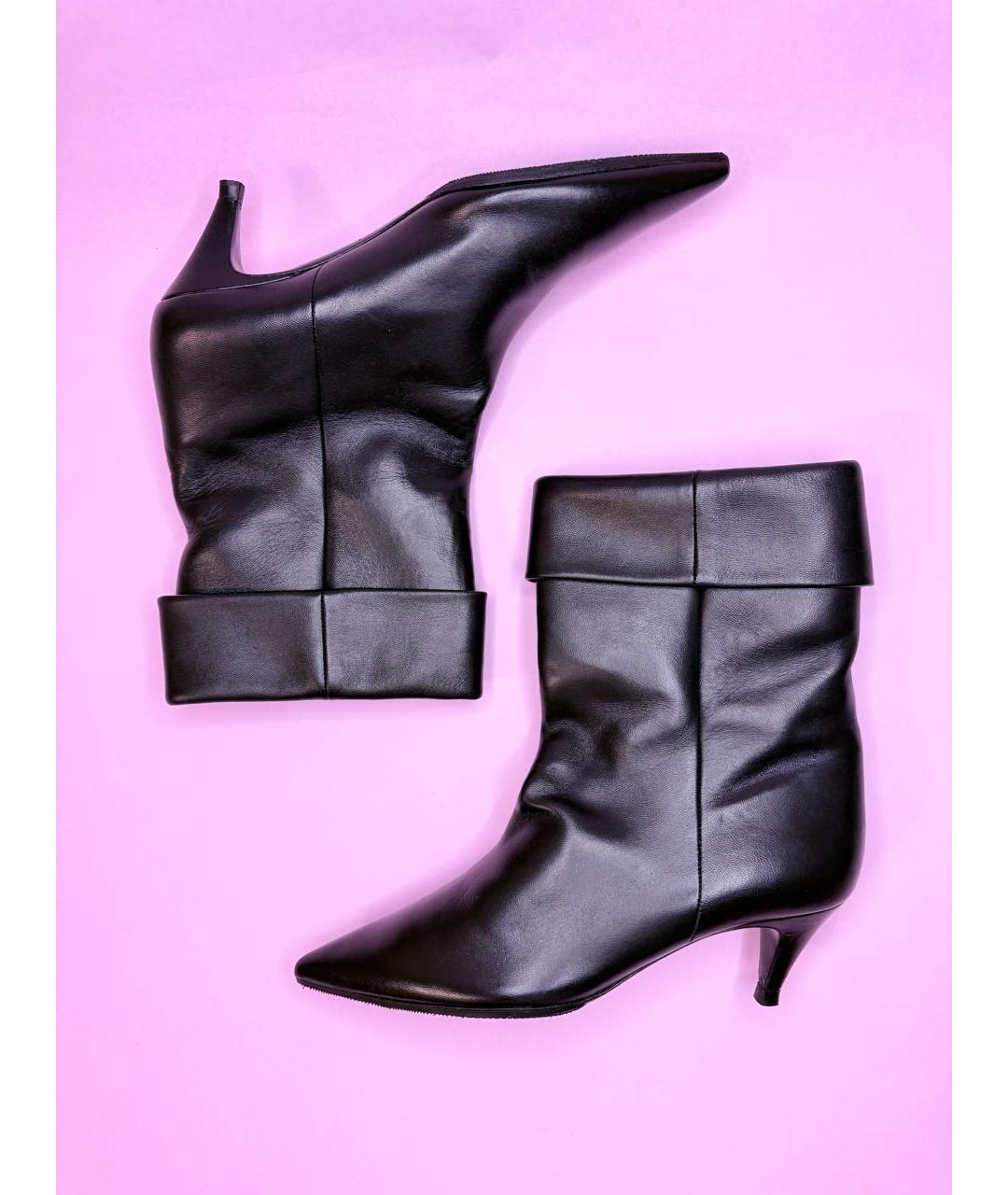 SAINT LAURENT Черные кожаные полусапоги, фото 5