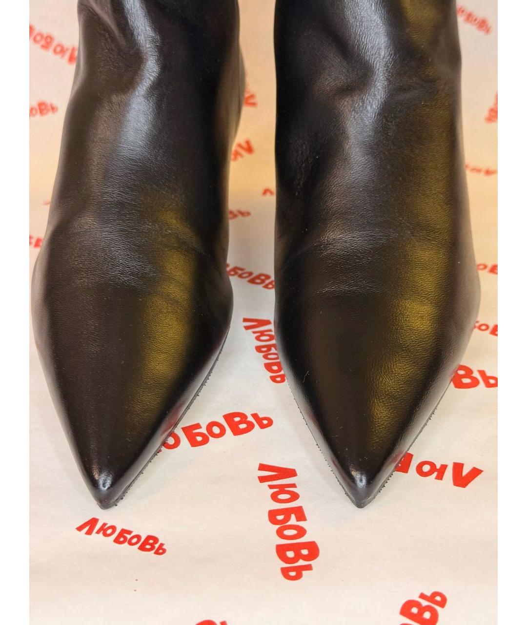 SAINT LAURENT Черные кожаные полусапоги, фото 2