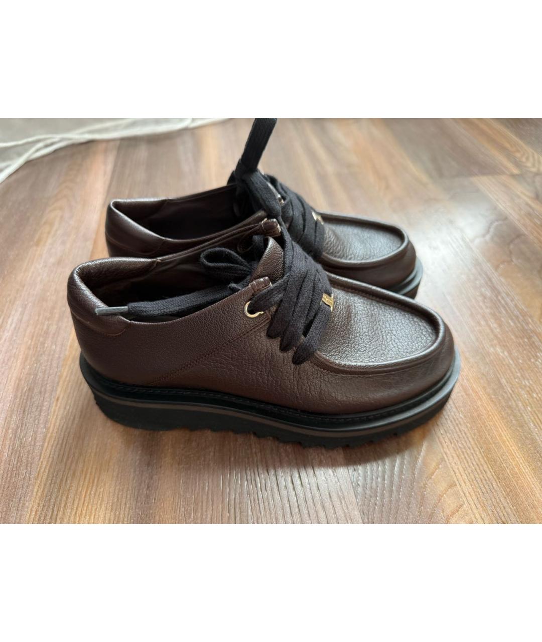 FERRAGAMO Бордовые кожаные ботинки, фото 6