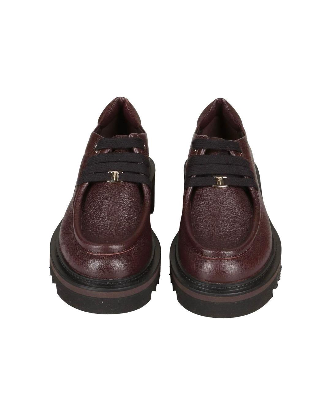 FERRAGAMO Бордовые кожаные ботинки, фото 2