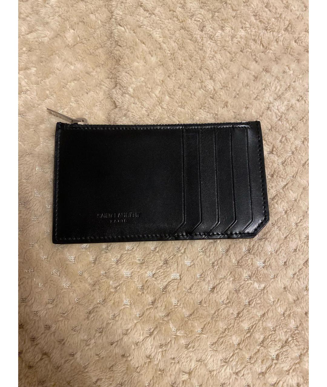 SAINT LAURENT Черная кожаная визитница, фото 2