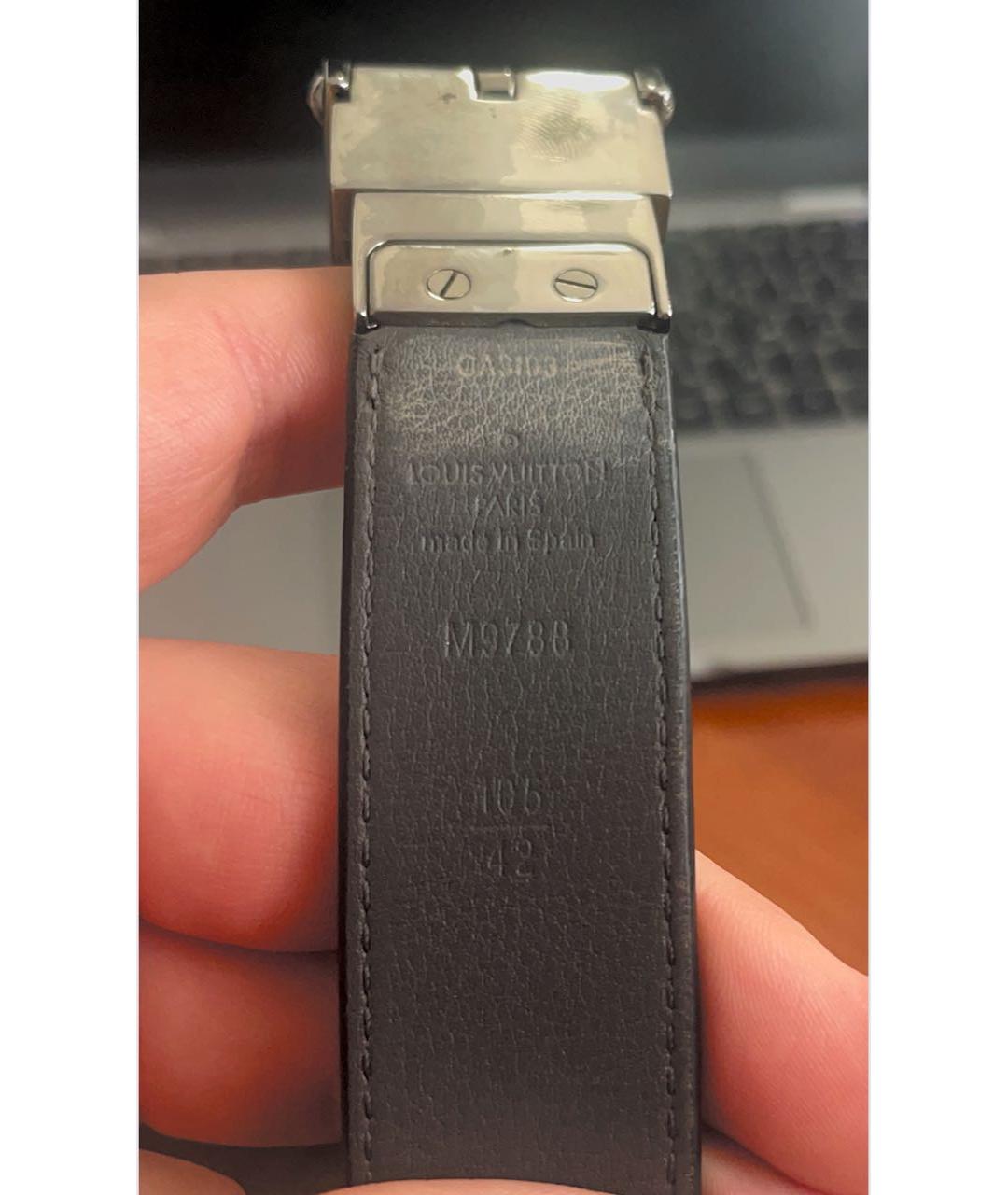 LOUIS VUITTON Черный кожаный ремень, фото 4