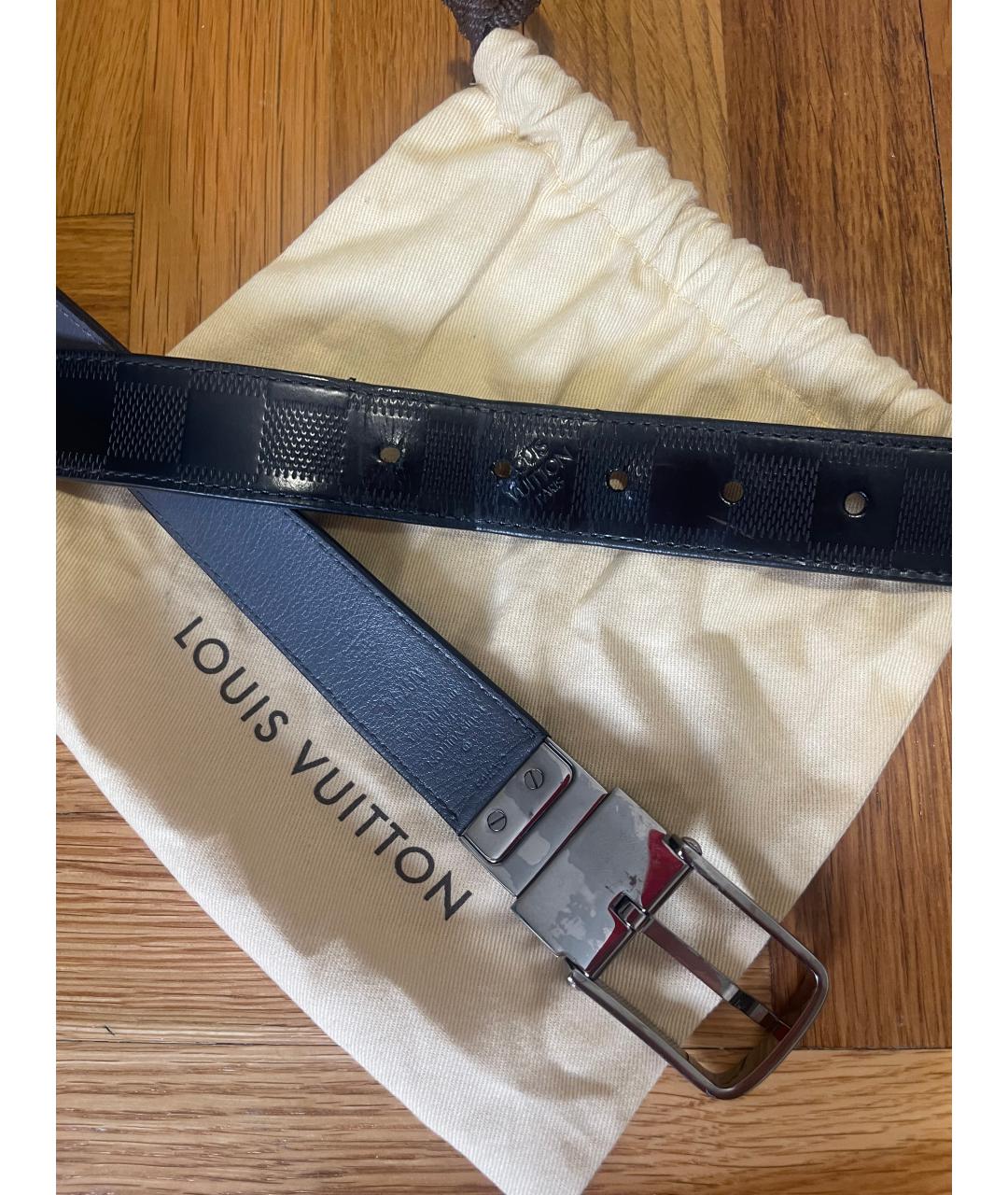 LOUIS VUITTON Черный кожаный ремень, фото 8
