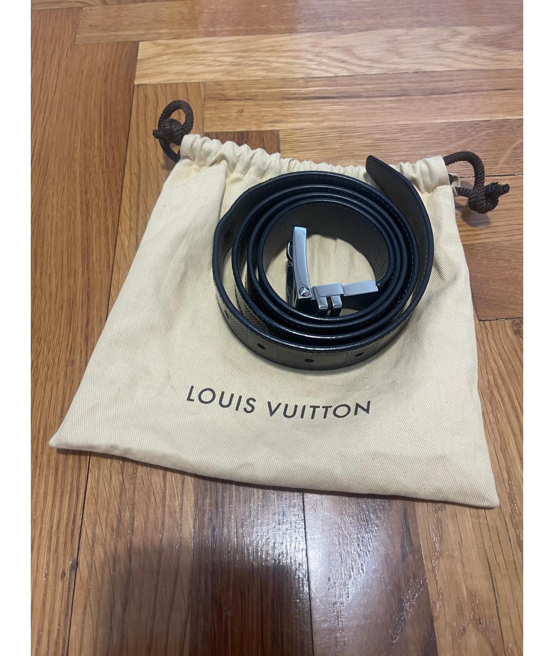 LOUIS VUITTON Черный кожаный ремень, фото 9